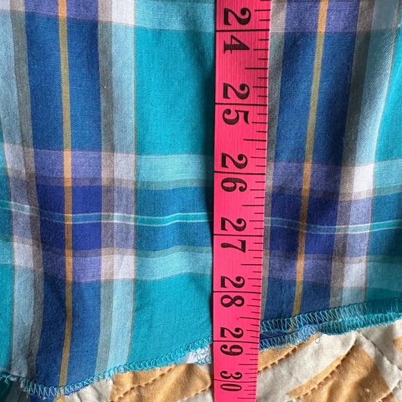 Vintage Mens Western Shirt, Wrangler Light Blue & Yellow Plaid Mens L - Picture 5 of 7